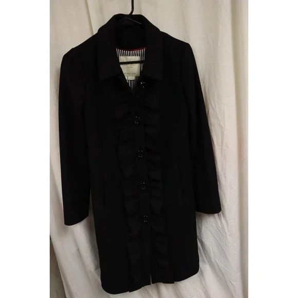 Kate Spade Coat Size Small Pea Coat Black Damaged (3) - Picture 4 of 10